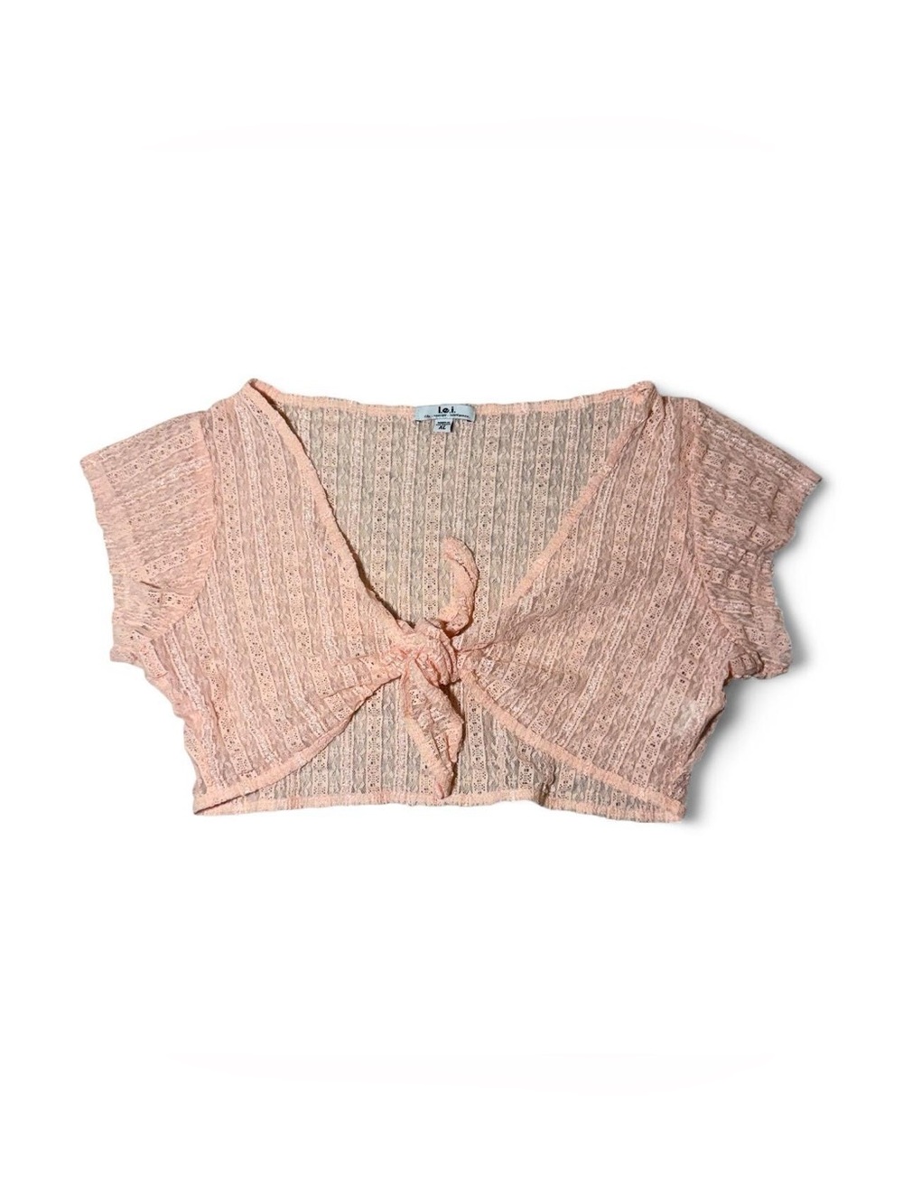 Y2K Cottagecore Pink lace tie front bolero short sleeve top🐚